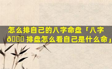 怎么排自己的八字命盘「八字 🐅 排盘怎么看自己是什么命」